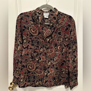 BonWorth Navy and Beige Paisley Blouse